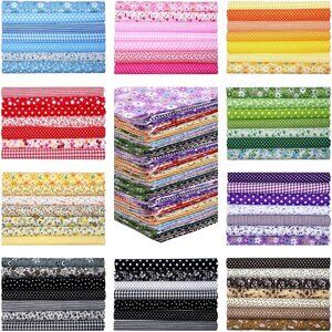 200 Pcs 10 x 10 Inch Cotton Fabric Squares for Quilting Craft Fat Quarters Fabri